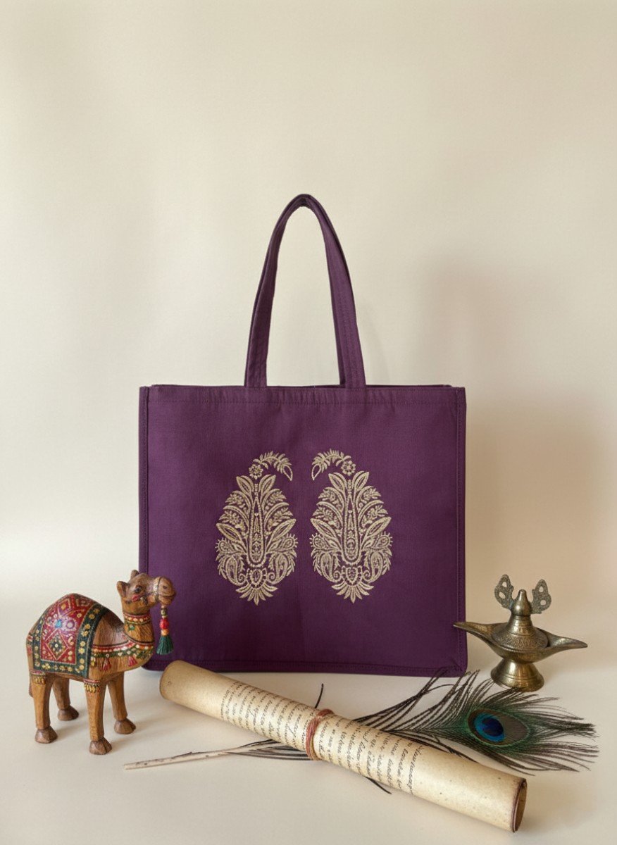 Purple tote bag
