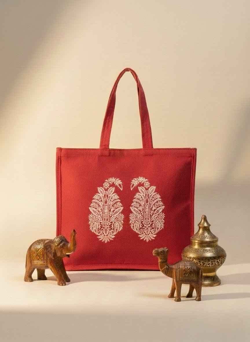Red tote bag