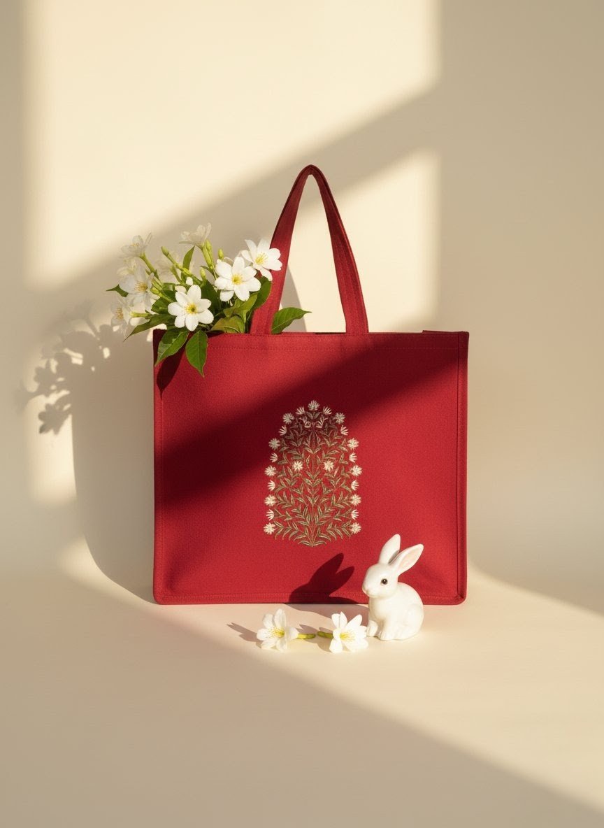 Red tote bag